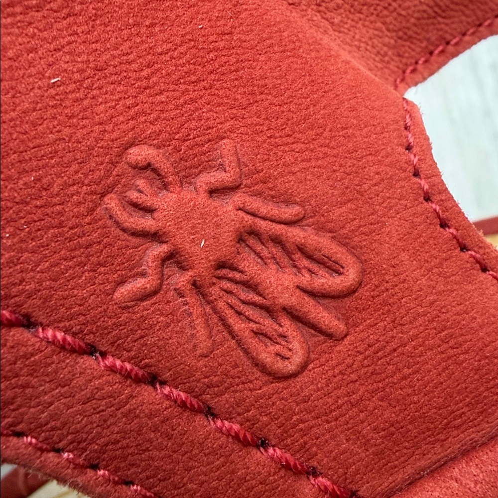 FLY London Ylfa Scarlet Red Leather Lace-Up Wedge Sandals Sz 39 - Picture 4 of 16